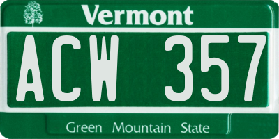 VT license plate ACW357
