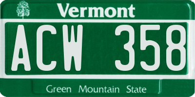 VT license plate ACW358