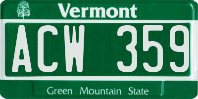 VT license plate ACW359