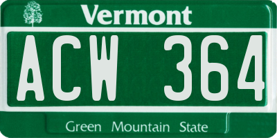 VT license plate ACW364