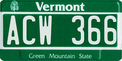VT license plate ACW366