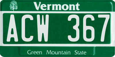 VT license plate ACW367