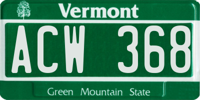 VT license plate ACW368