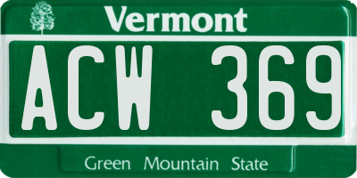 VT license plate ACW369