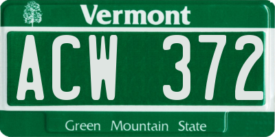 VT license plate ACW372
