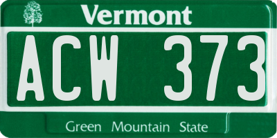 VT license plate ACW373