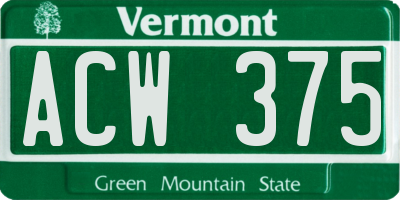 VT license plate ACW375