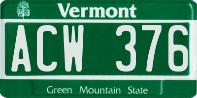 VT license plate ACW376