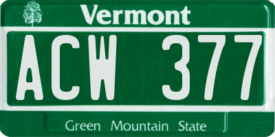 VT license plate ACW377