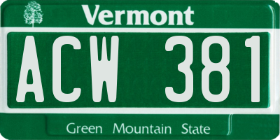 VT license plate ACW381