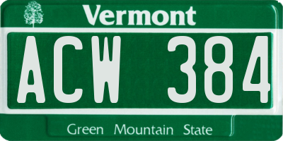 VT license plate ACW384