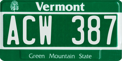 VT license plate ACW387
