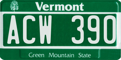 VT license plate ACW390
