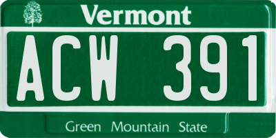 VT license plate ACW391