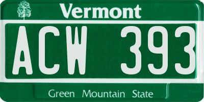 VT license plate ACW393