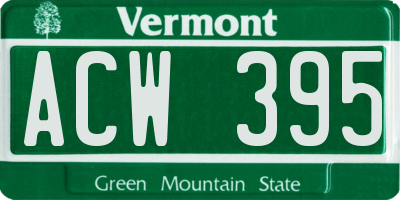 VT license plate ACW395
