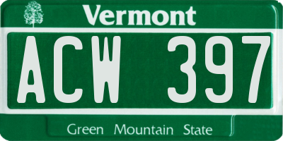 VT license plate ACW397