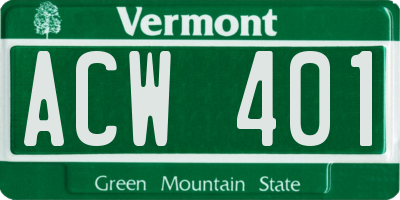 VT license plate ACW401