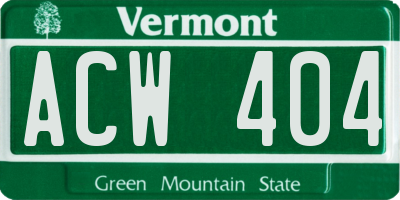 VT license plate ACW404
