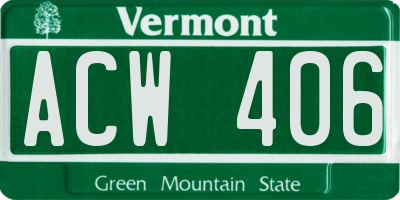 VT license plate ACW406
