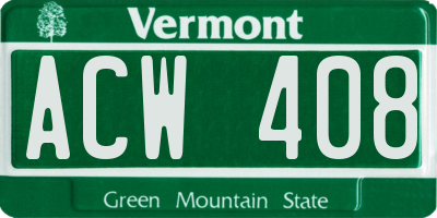 VT license plate ACW408