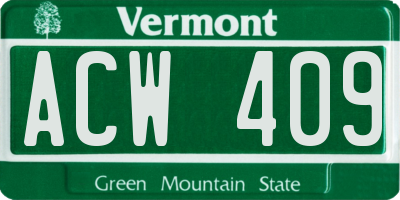 VT license plate ACW409