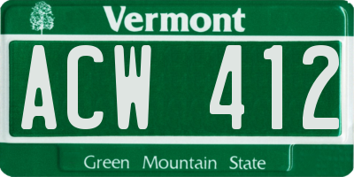 VT license plate ACW412