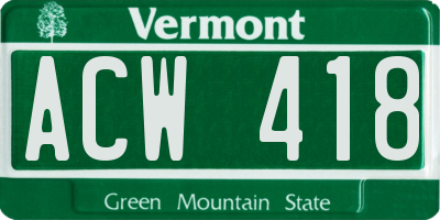 VT license plate ACW418