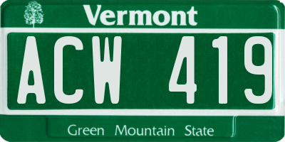 VT license plate ACW419