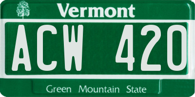 VT license plate ACW420