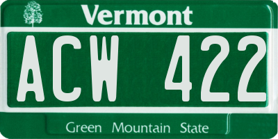 VT license plate ACW422
