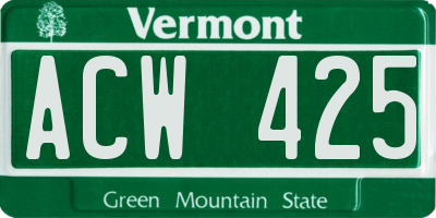 VT license plate ACW425