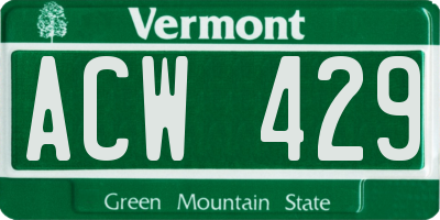 VT license plate ACW429