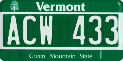 VT license plate ACW433