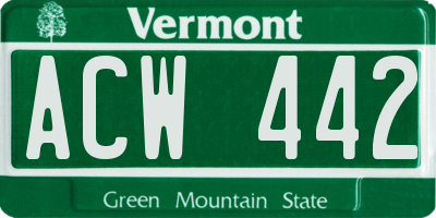 VT license plate ACW442