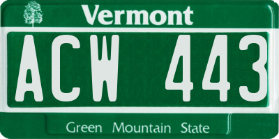 VT license plate ACW443