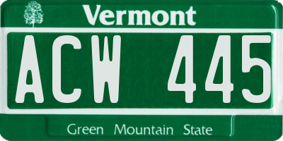 VT license plate ACW445