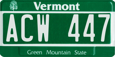 VT license plate ACW447