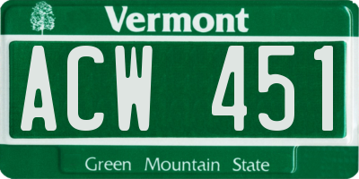 VT license plate ACW451