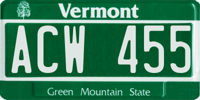 VT license plate ACW455