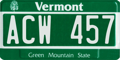VT license plate ACW457
