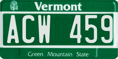 VT license plate ACW459
