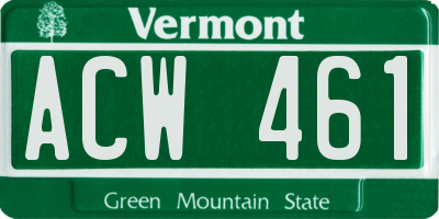 VT license plate ACW461