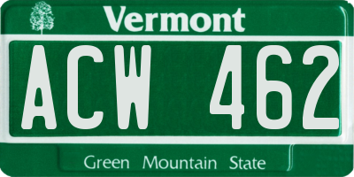 VT license plate ACW462