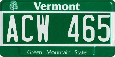 VT license plate ACW465