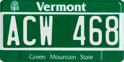 VT license plate ACW468