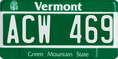 VT license plate ACW469