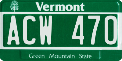 VT license plate ACW470