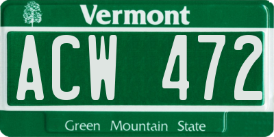 VT license plate ACW472