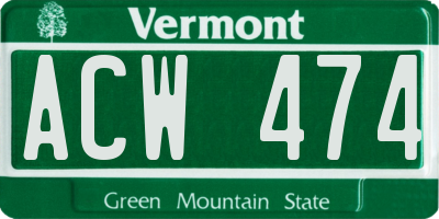 VT license plate ACW474